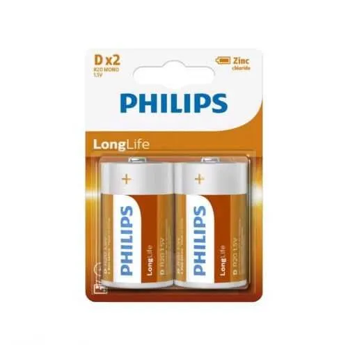 PHILIPS Baterija, R20/D 1.5V, 2 kom