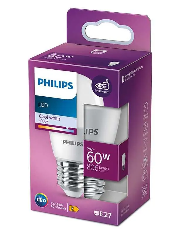 PHILIPS PS781 LED SIJALICA 7W (60W) P48 E27 4000K CW FR ND 1SRT4