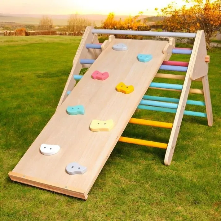 Pikler trougao KINDER HOME 2 u 1 Drvena penjalica i tobogan