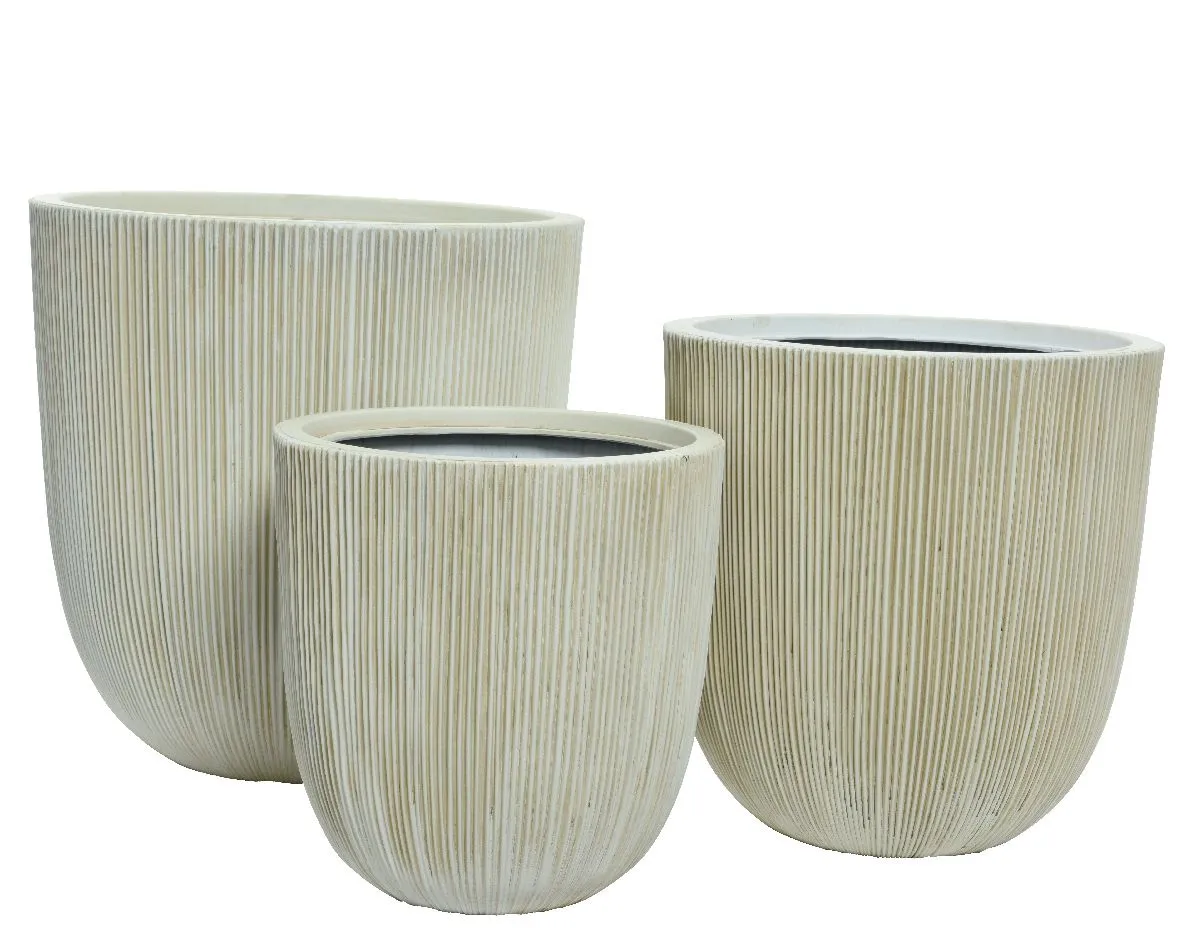 Plastična saksija Lennox, set 3/1, prljavo bela