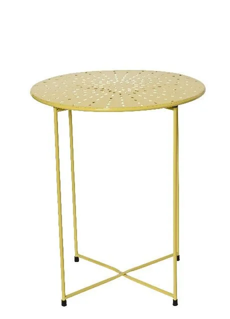 Pomoćni metalni stočić/ pastelno žuti/ 48cm