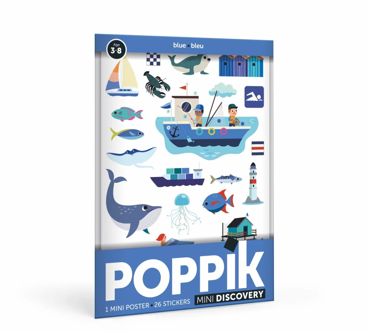 POPPIK Edukativni poster s nalepnicama Mini otkrića: Plava boja