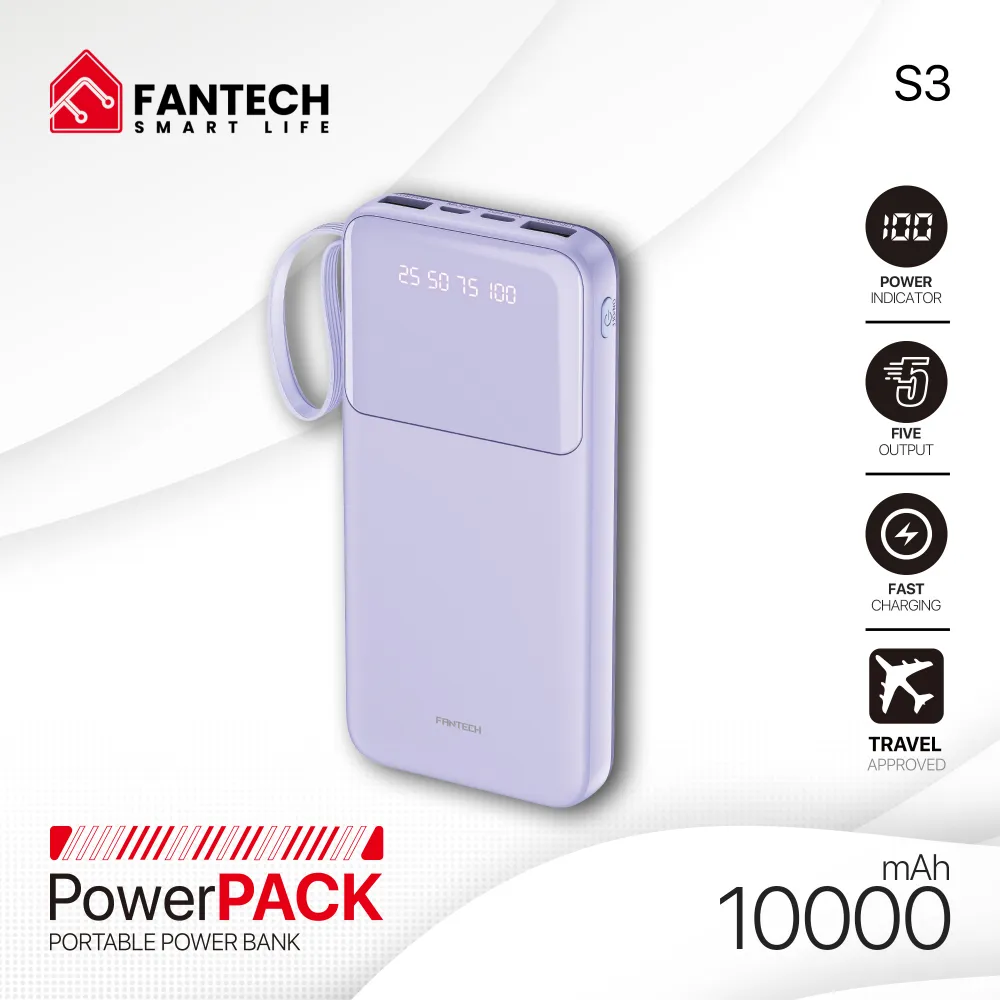 Power bank Prenosiva baterija Fantech S3 10000mAh/ 10W  ljubicasti