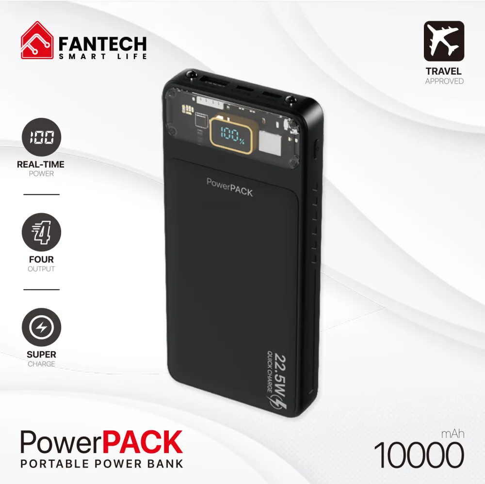 Power bank Prenosiva baterija Fantech T1 10000mAh QC/ PD/ 22.5W crni