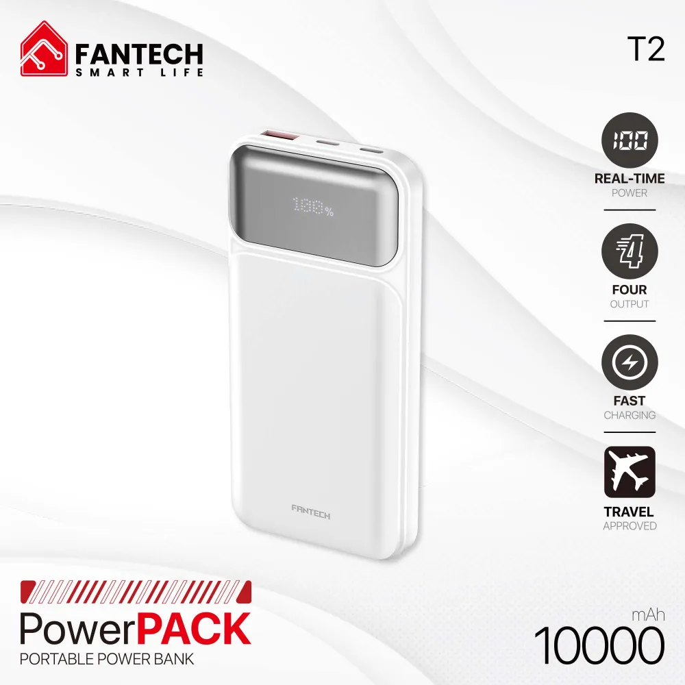 Power bank Prenosiva baterija Fantech T2 10000mAh QC/ PD/ 22.5W  beli