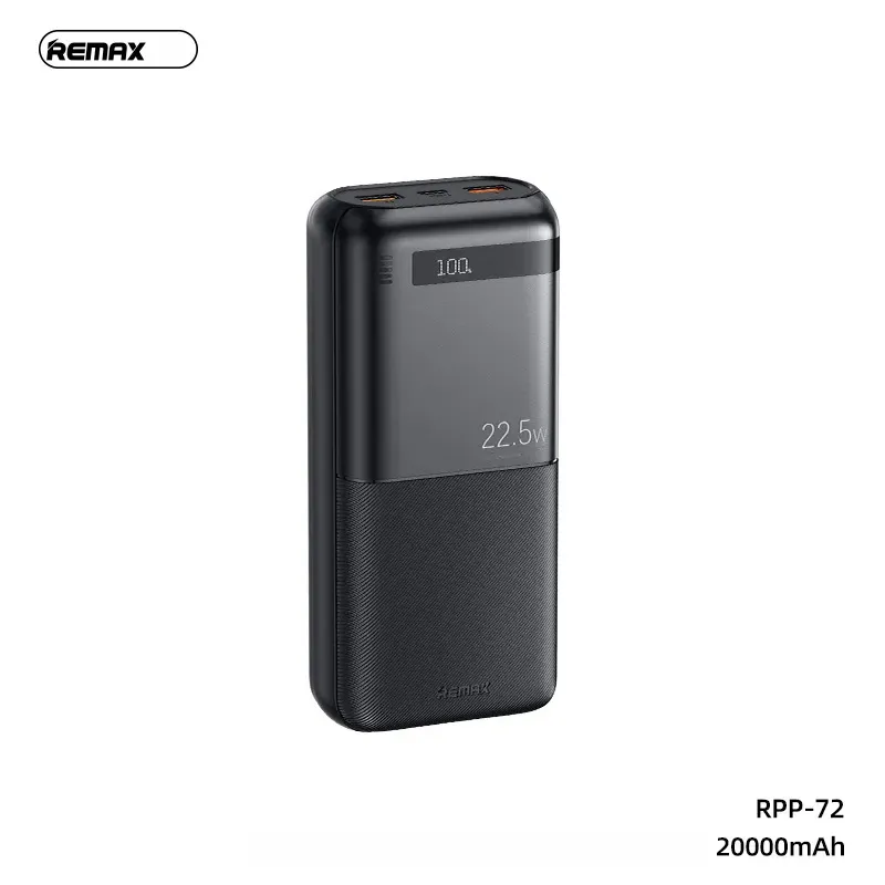 Power bank prenosiva baterija REMAX Piloteer Series RPP-72 20W+22.5W Fast Charging 20000mAh crni