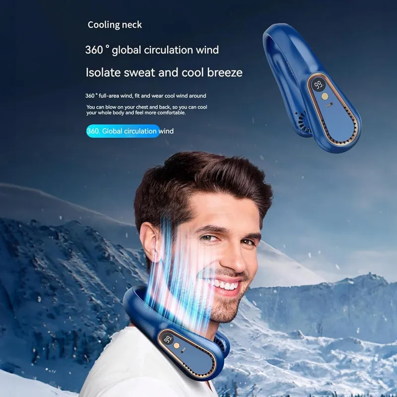 Prenosni ventilator za vrat plavi