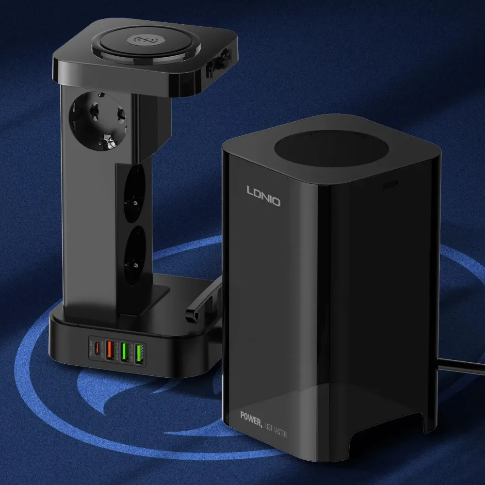 Produzni kabl LDNIO SEW4485 2500W EU 4 uticnice + 3xUSB QC PD 30W/ Wireless 15W/ PPS/ Tajmer 2m crni