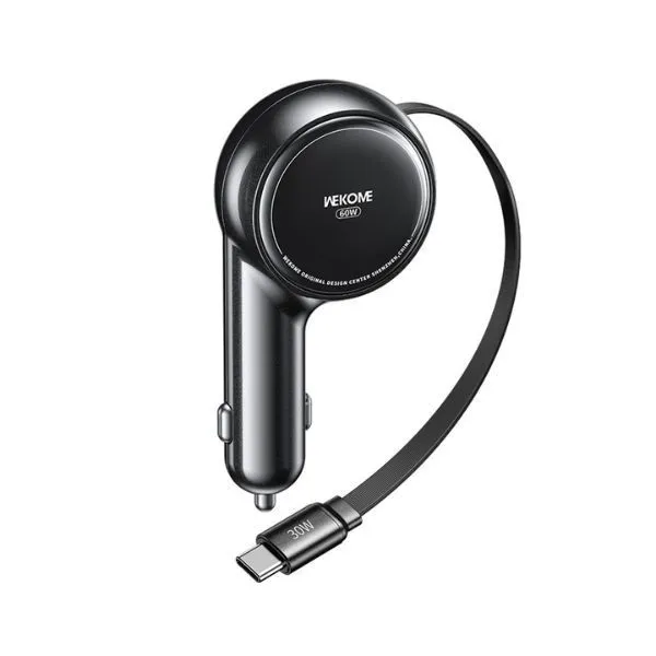 WEKOME Punjač za Auto WP-C50 sa flat Kablom 3.1 tip C 60W/ crna