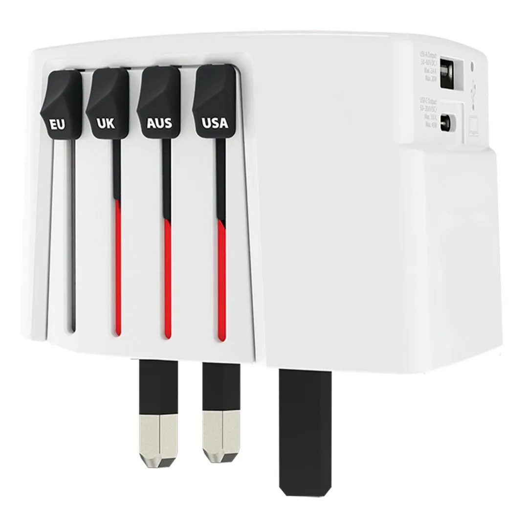 Putni multiadapter SKROSS World USB 45W PD/ USB-C 45W i USB-A/ beli