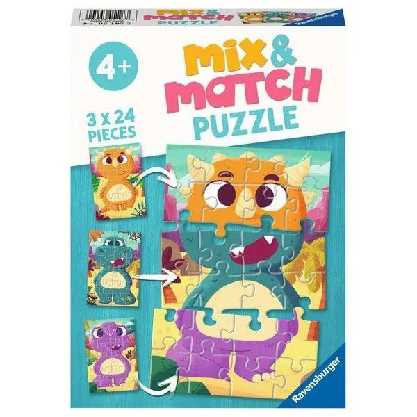 Ravensburger Mix&Match puzzle - Dinousaurus - 3x24 delova