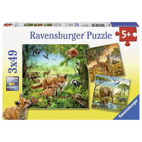 Ravensburger puzzle - Životinje u divljini - 3x49 delova