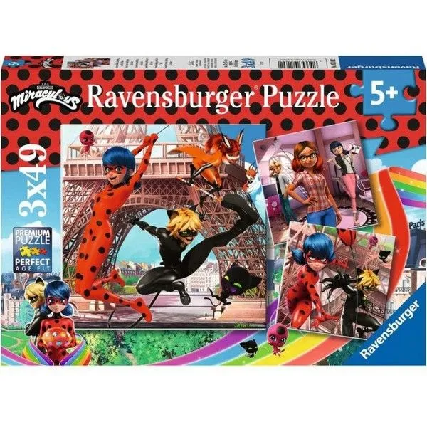 Ravensburger puzzle - Naši heroji bubamara i crna mačka - 3x49 delova
