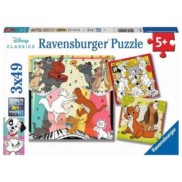 Ravensburger puzzle - Razigrane životinje - 3x49