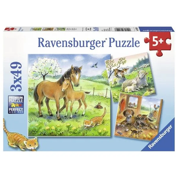 Ravensburger puzzle - Vreme je za maženje - 3x49 delova