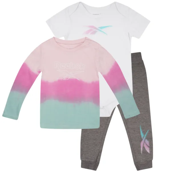 REEBOK set za bebe devojčice tri dela,sivo beli