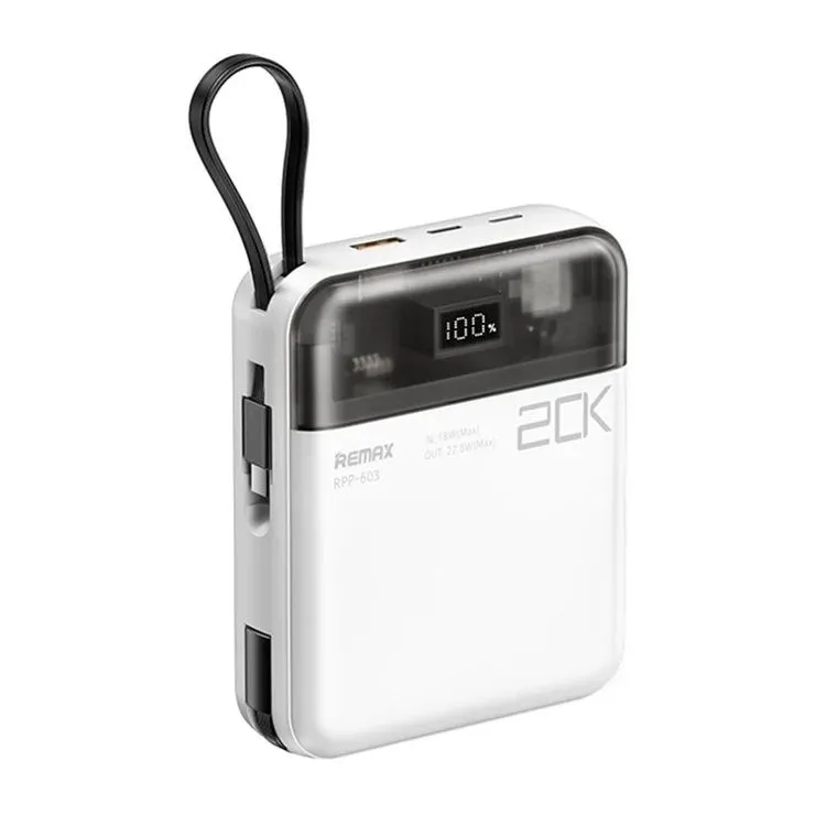 REMAX Power Bank RPP-603 20W+QC 22.5W, 20000mAh, bela