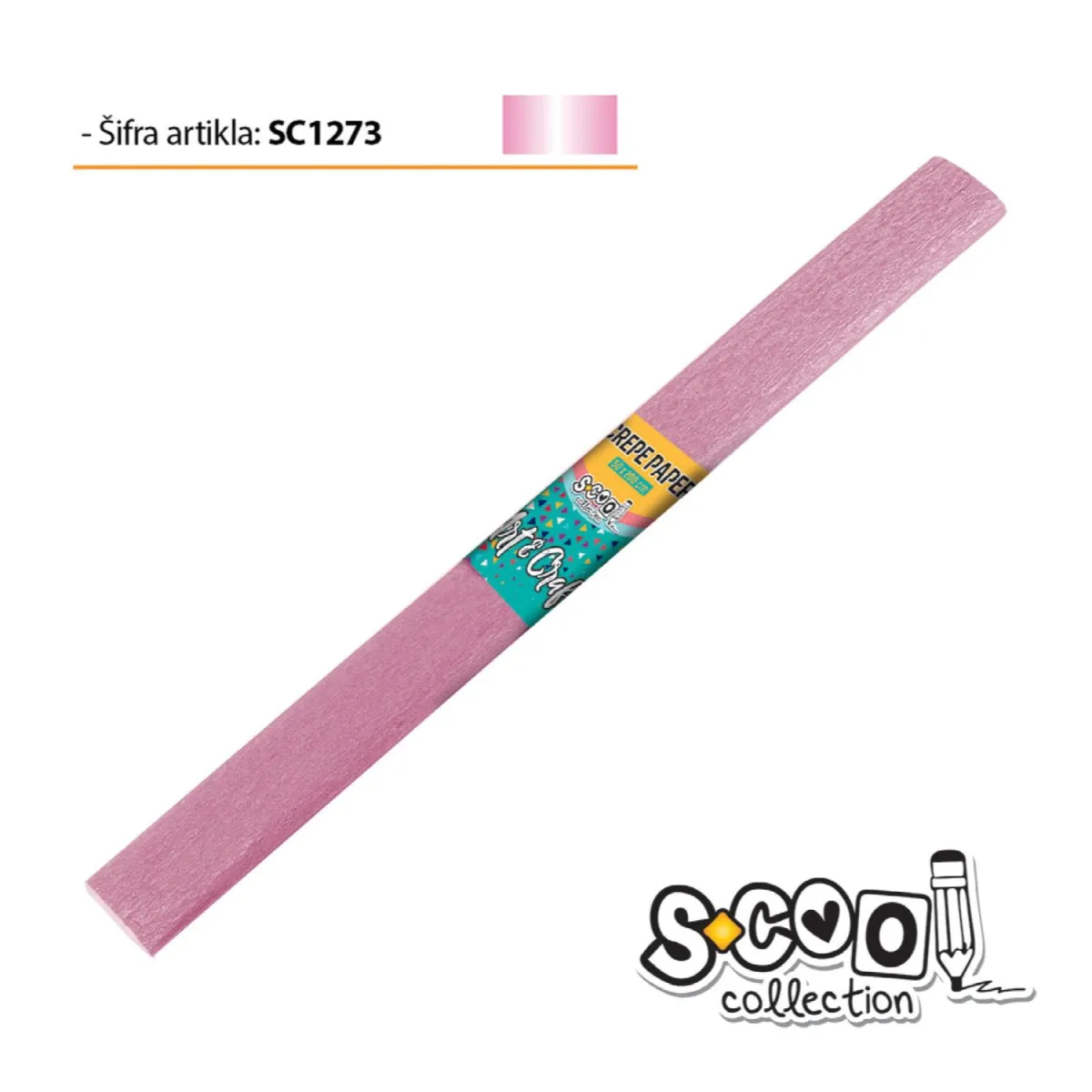 S-COOL Krep papir, biser roze sc1273-10 kom set
