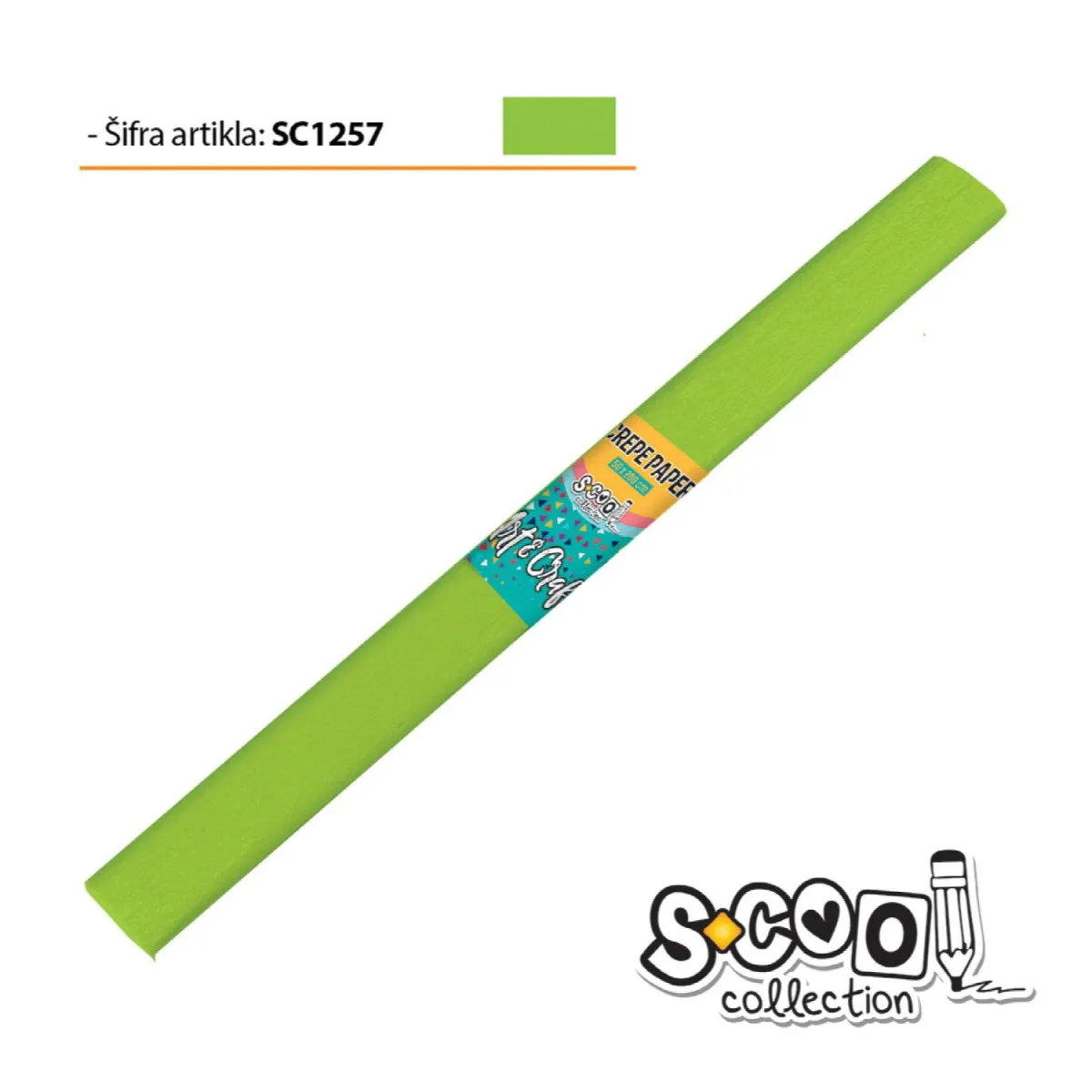 S-COOL Krep papir, kivi zeleni sc1257-10 kom set
