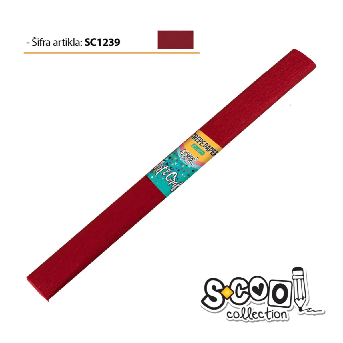 S-COOL Krep papir, tamno crveni sc1239- 10 kom set