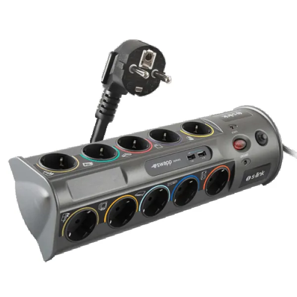 S-LINK Kabl surge PRZ01 10xšuko/2xUSB/3m