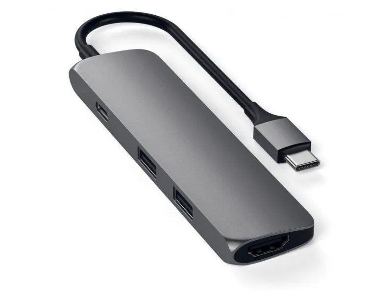 SATECHI Aluminum SLIM Type-C MultiPort Adapter, siva
