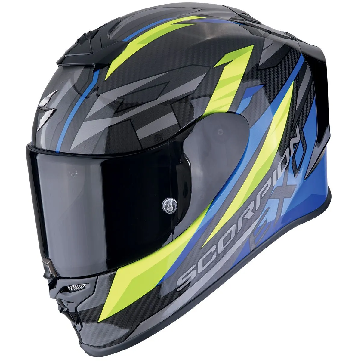 SCORPION Exo-r1 evo carbon air runner black-blue-neon yellow kaciga
