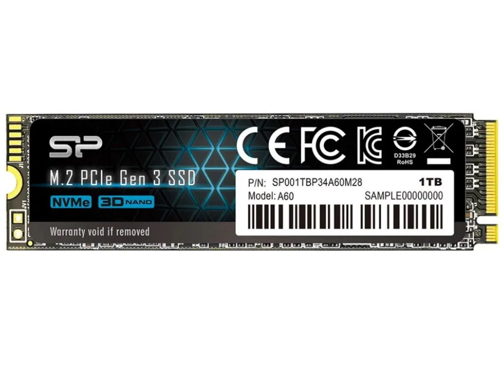 SILICON POWER SSD A60 1TB M.2 PCle crna