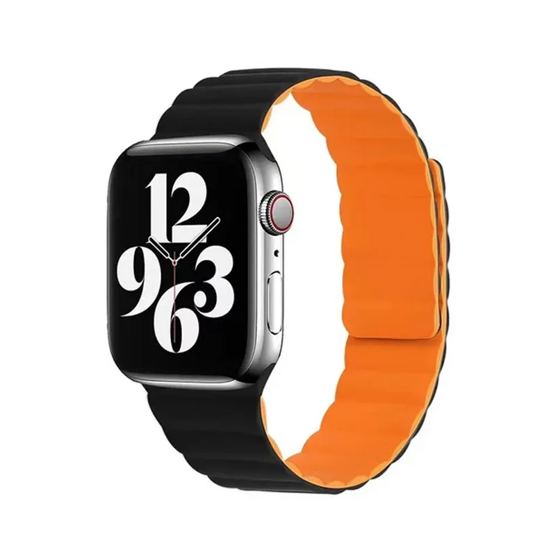 Silikonska narukvica za Apple Watch sa magnetom crno narandžasto 38/ 40/ 41 mm