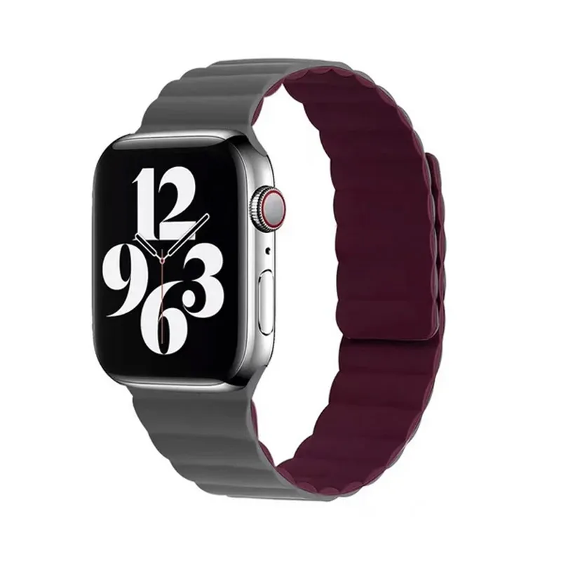 Silikonska narukvica za Apple Watch sa magnetom sivo bordo 38/ 40/ 41 mm