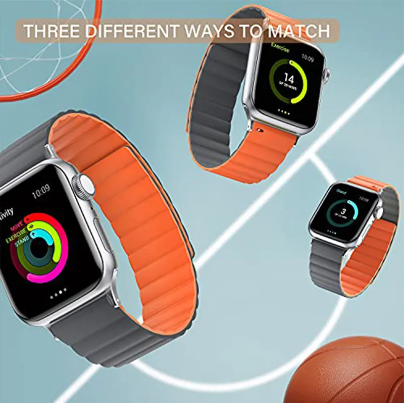 Silikonska narukvica za Apple Watch sa magnetom sivo narandžasto 38/ 40/ 41 mm