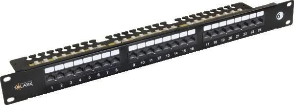 SOLARIX SX24L-6-UTP-BK-N patch panel 24x U/UTP RJ45, cat 6, Rack 19 in 1U