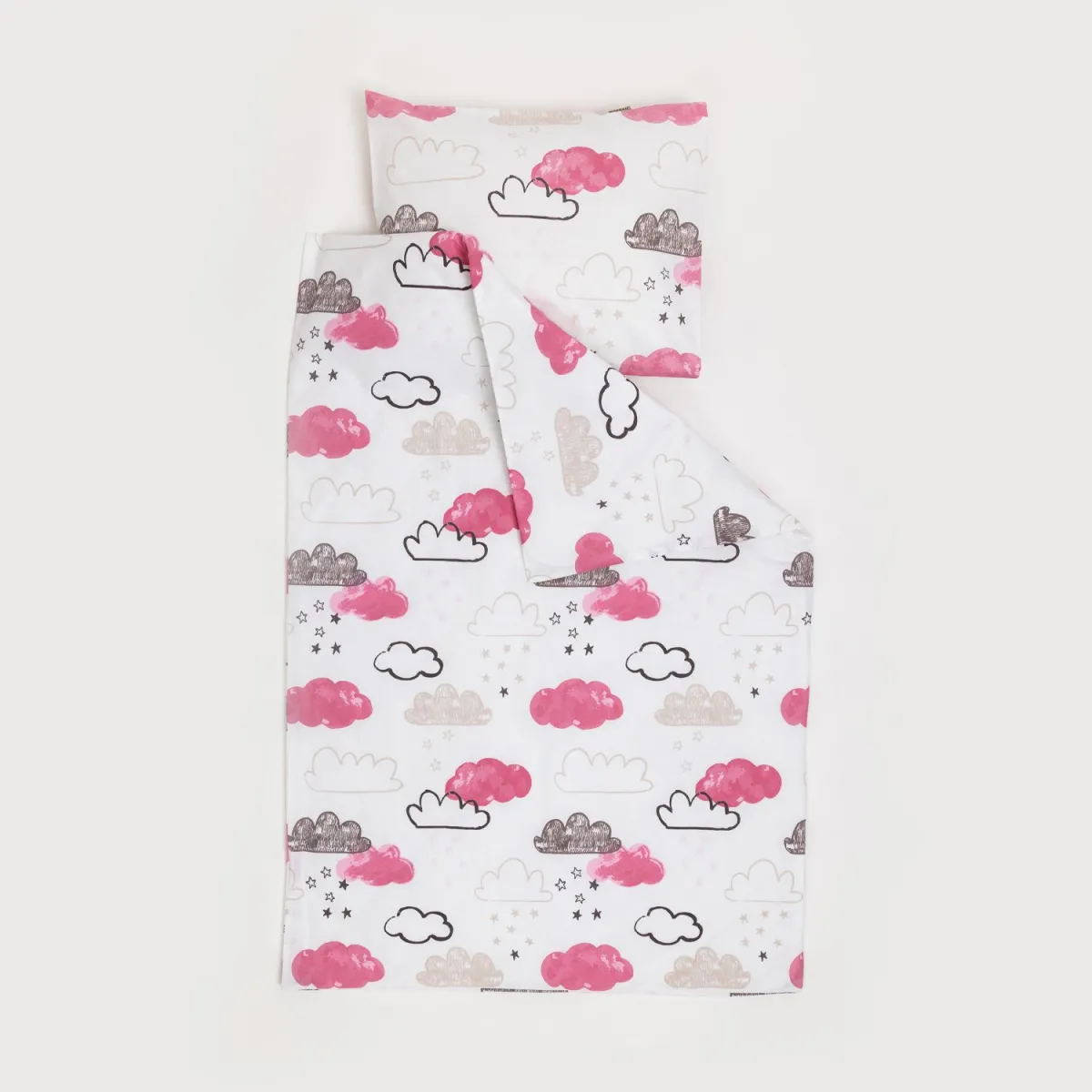 STEFAN Set bebi posteljine 2/1 Oblak, roze/bela