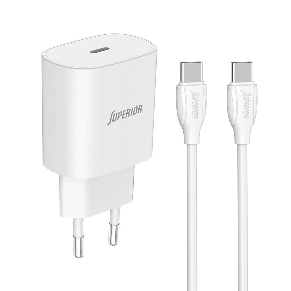 SUPERIOR Kućni punjač CO-DC24 Fast PD 25W 3A Type C na Type C/ bela