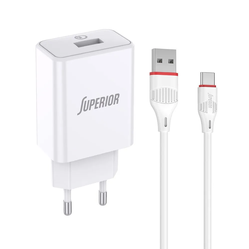 SUPERIOR Kućni punjač SU-P101 Fast QC3.0 18W 3A Type C, bela
