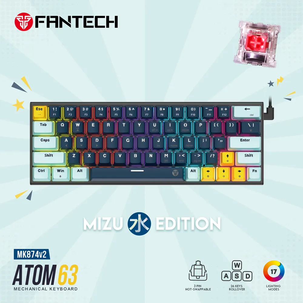 Tastatura mehanička Gaming Fantech MK874 RGB Atom 63 Navy (Red switch)