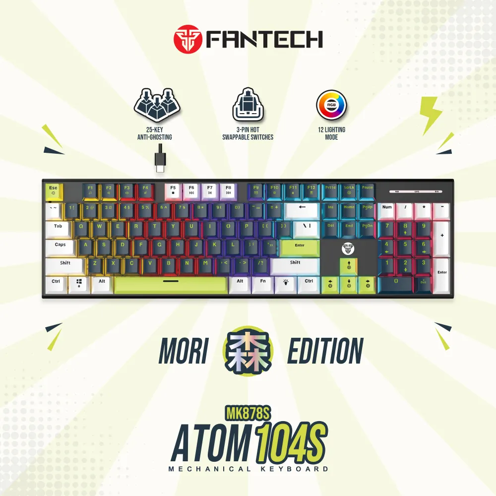 Tastatura mehanička Gaming Fantech MK878S RGB Atom 104S Mori plava (Blue switch)