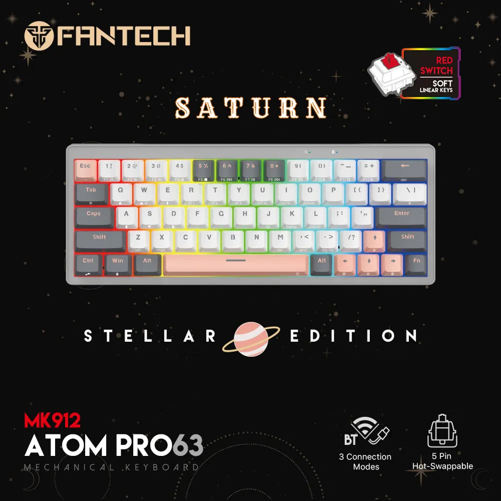 Tastatura mehanička Gaming Fantech MK912 RGB Atom PRO63 Wireless Saturn (red switch)