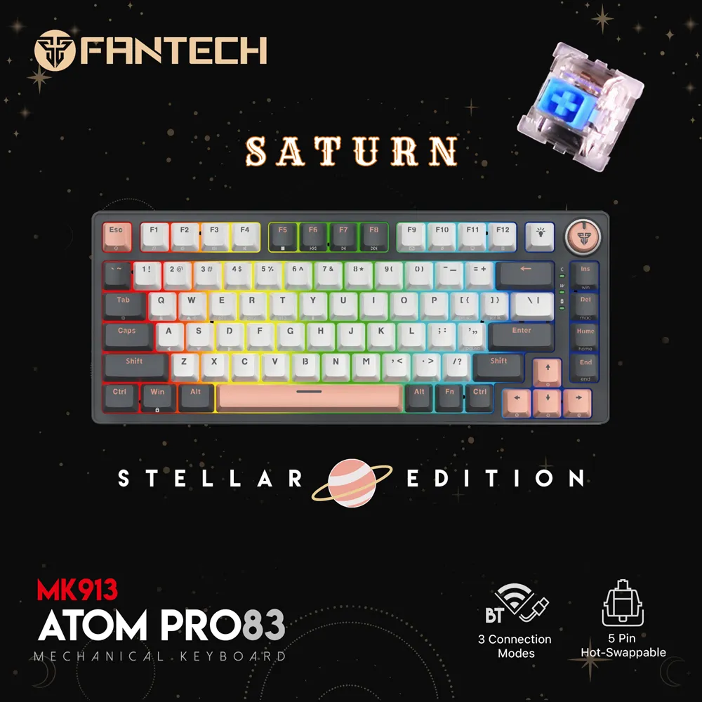 Tastatura mehanička Gaming Fantech MK913 RGB Atom PRO83 Wireless Saturn (blue switch)