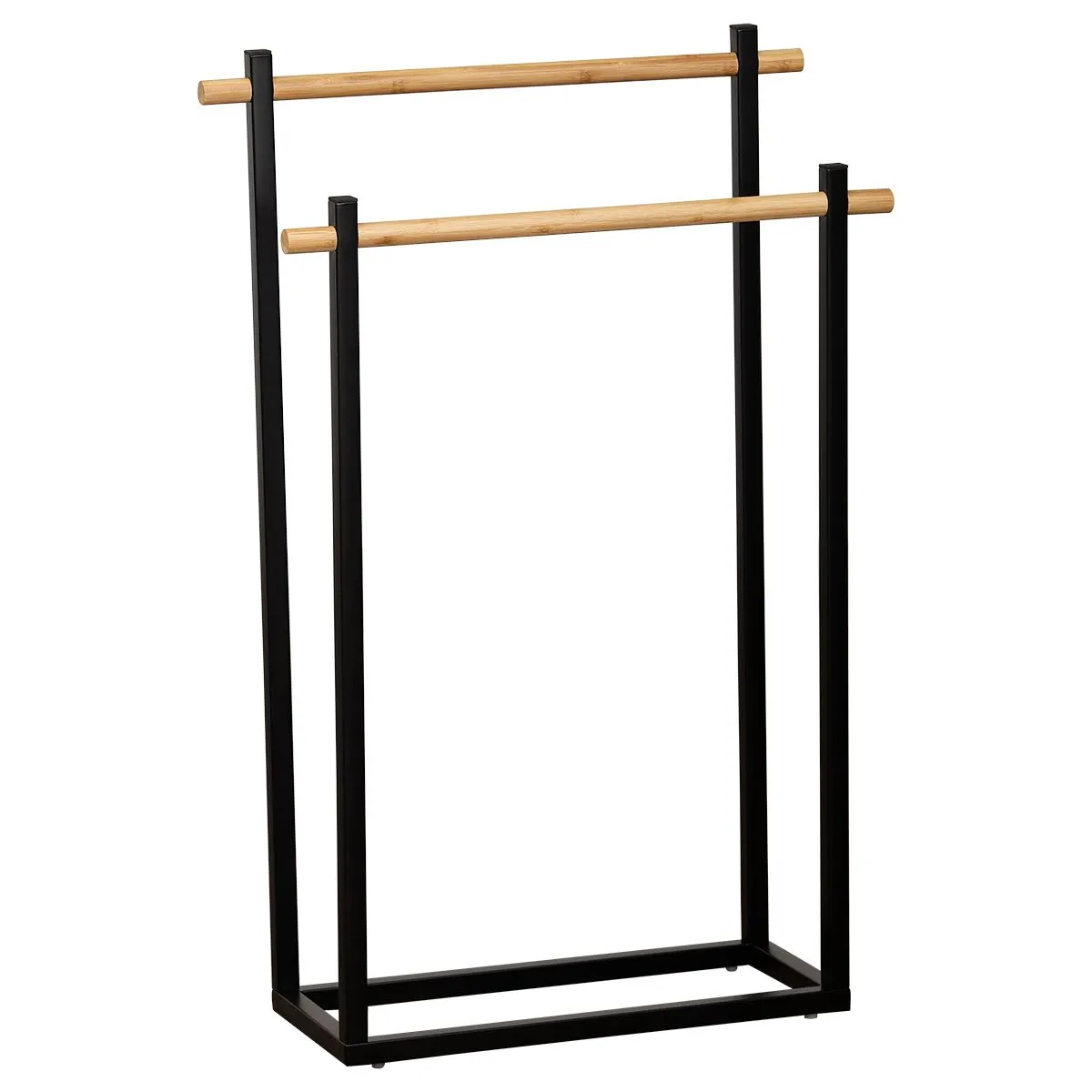 TENDANCE Dvostruki držač peškira 53x20x82cm, bambus/crna
