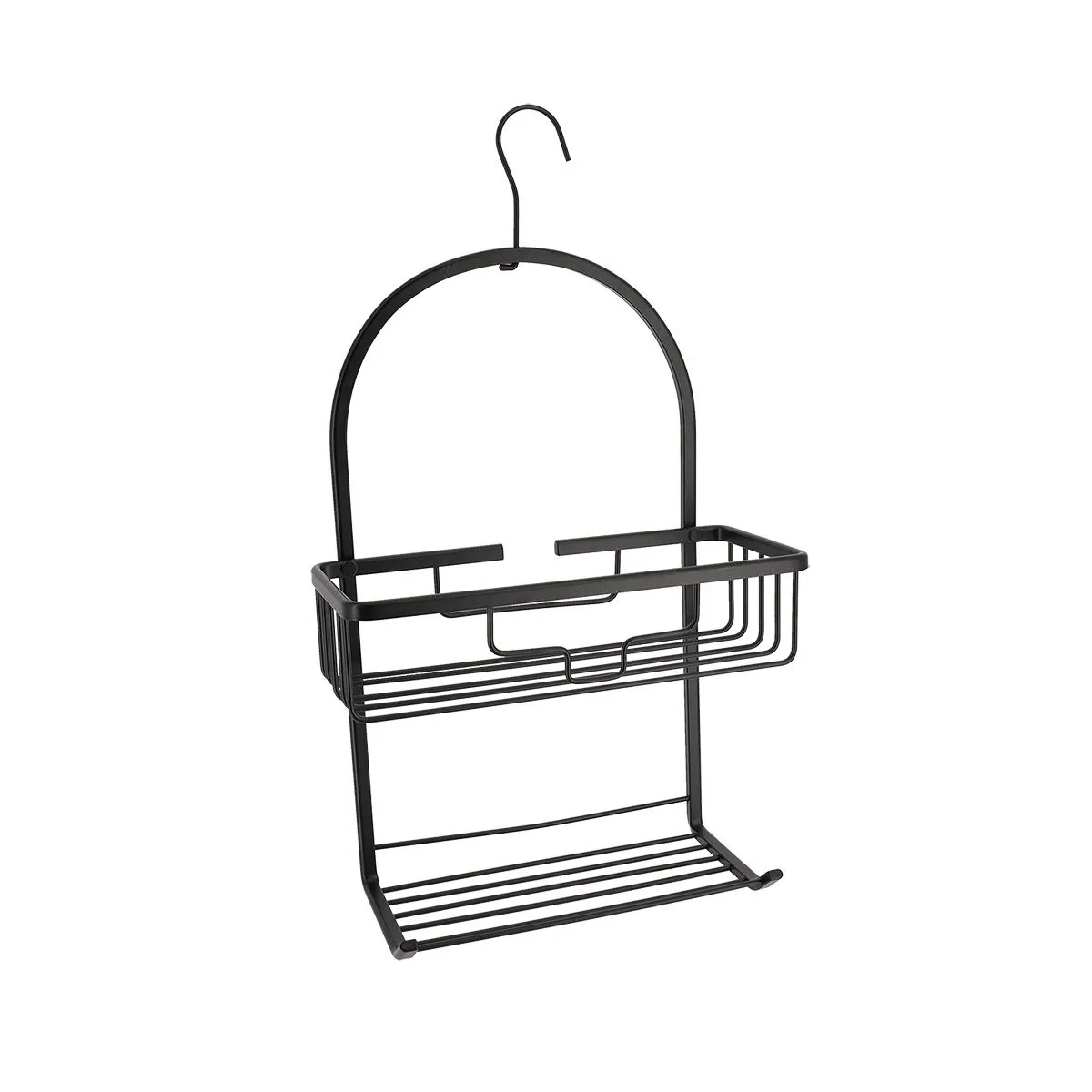 TENDANCE Žičana polica na 2 nivoa sa kukom 49x28x12.5cm, crna