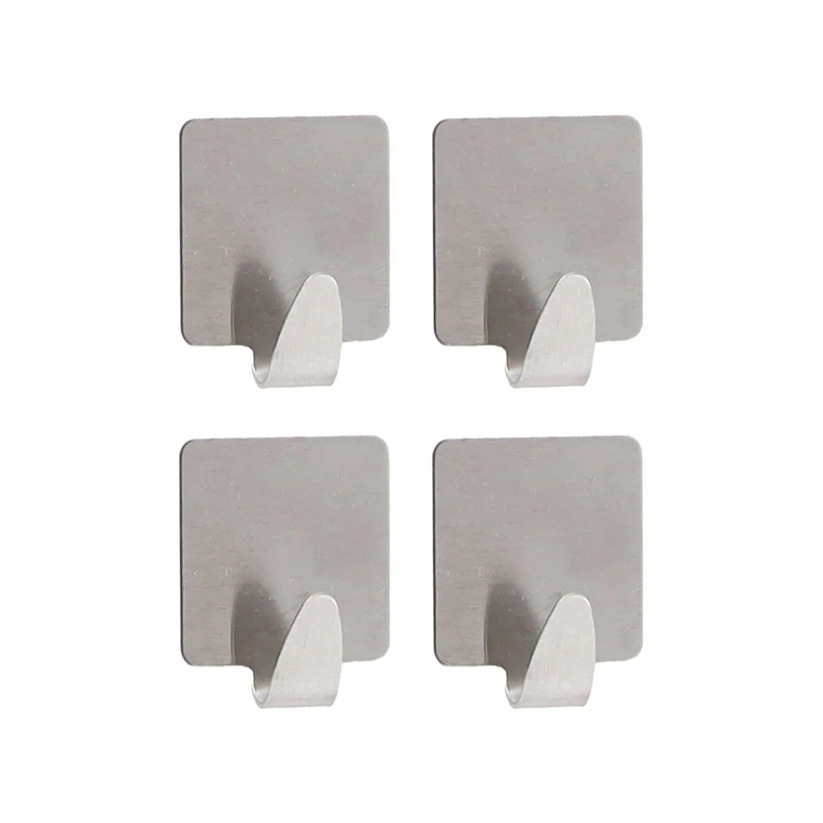TENDANCE Set 4 četvrtaste kukice 3M 2.5x1.7x2.5cm, metal/hrom