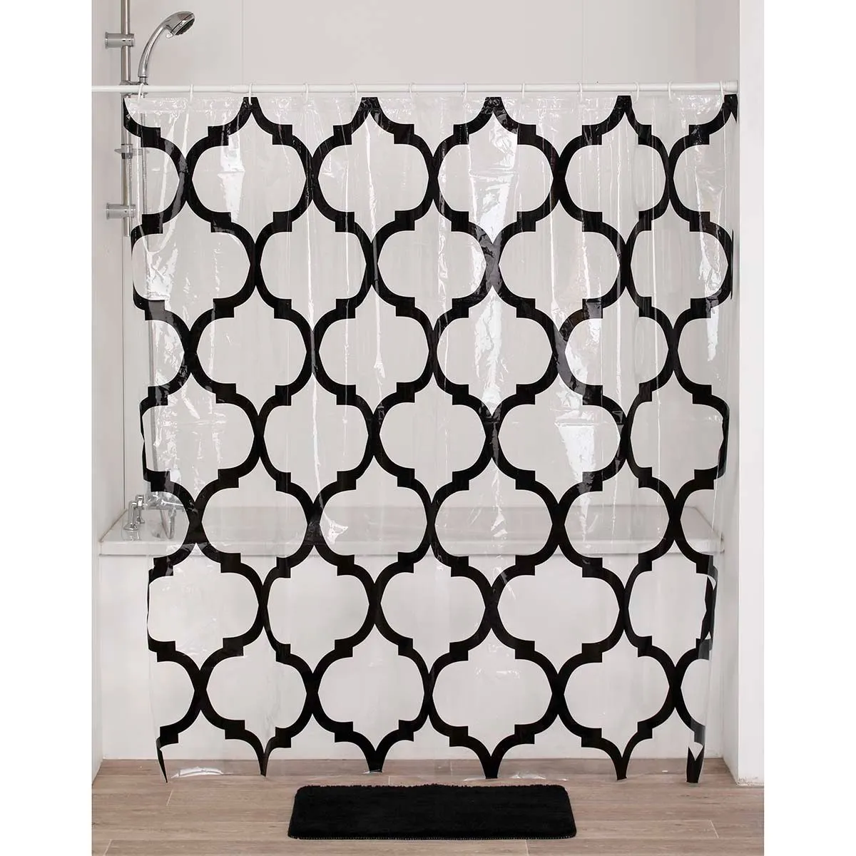 TENDANCE Zavesa za kadu 180x180cm Tribeca, providna/crna