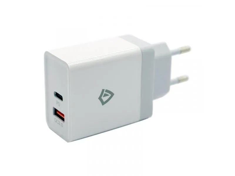 Kucni punjac Teracell Evolution TC-04, QC PD, USB-PD 18W+18W, 36W (total) sa lightning kablom beli CE