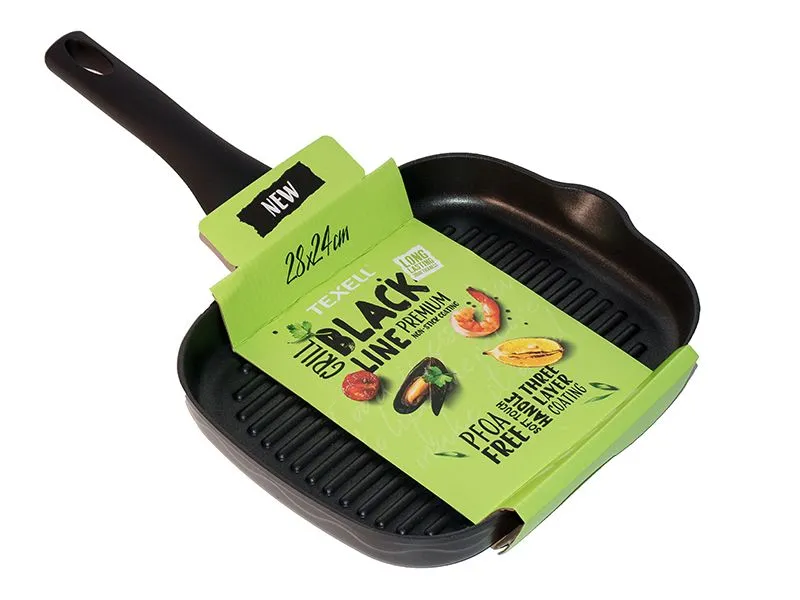 TEXELL Tiganj Grill BLACK LINE 28*24cm TPBL-G28