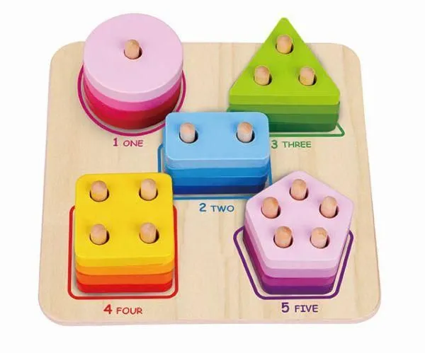 TOOKY TOY Drvena geometrijska slagalica sa 5 oblika TKF080