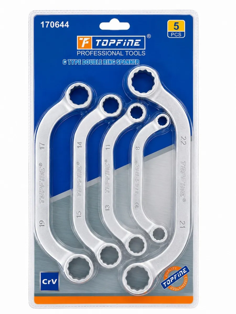 TOPFINE Set C okastih ključeva 5 kom. CrV 8–22 mm