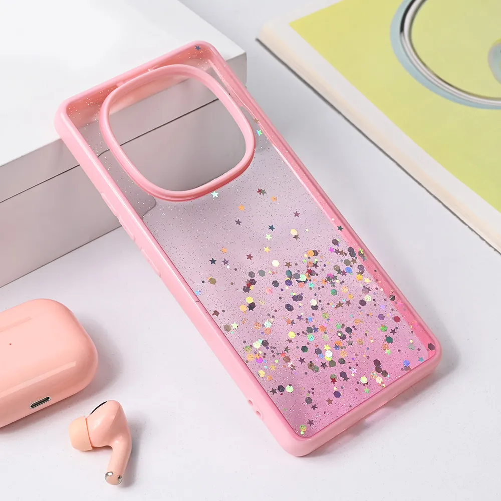 Torbica Frame Glitter za Xiaomi Redmi Note 14 Pro Plus roze