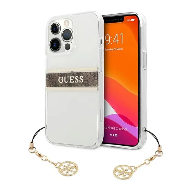 Torbica Guess 4G Stripe Charm za iPhone 13 Pro Max 6.7 braon (GUHCP13XKB4GBR)