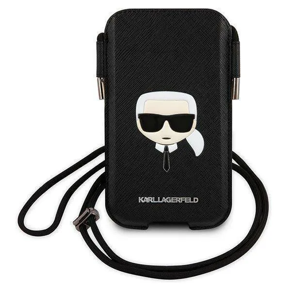 Torbica Karl Lagerfeld Pouch Pu Saffiano Karl Head Large za telefone do 6/7 crna ( KLHCP12LOPHKHK)